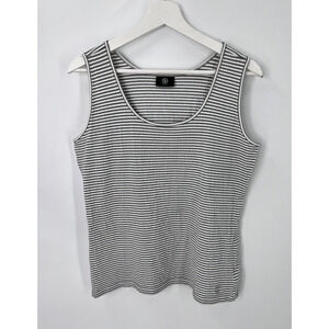 BOGNER Cotton Blend Black/White Striped Tank Top Scoop Neck Women's Size 14